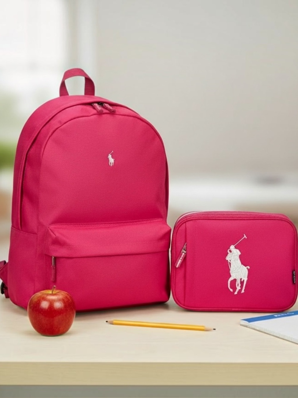 Polo Ralph Lauren Sport Pink 15” laptop backpack & Insulated Lunch Box Set
